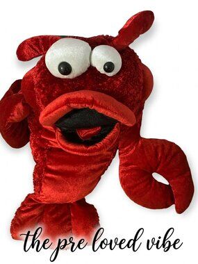 Vintage DAN DEE Jumbo Lobster 32" Red Shimmer Big Lips Toy Plush bin LL